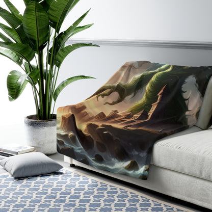 Giant Tentacle Old God Titan Monster Towering Over People Fleece Blanket