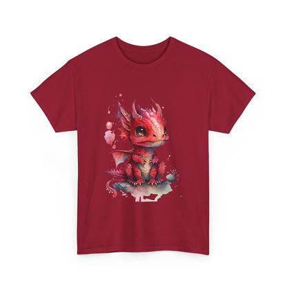 Crimson-Red Baby Dragon Heavy Cotton Tee