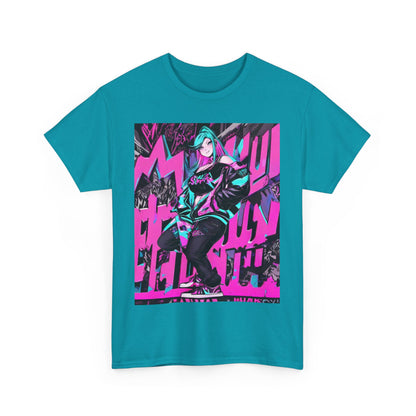 "90's Inspired Techno-Anime Girl" Heavy Cotton Tee