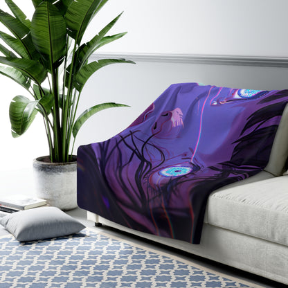 Piercing Blue-Eyed Girl With A Hypnotic Gaze Fleece Blanket