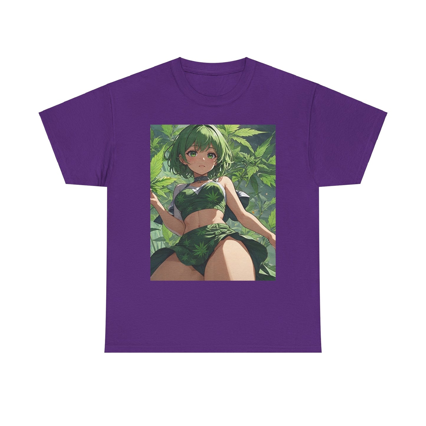 Green-Haired Stoner Girl Heavy Cotton Tee