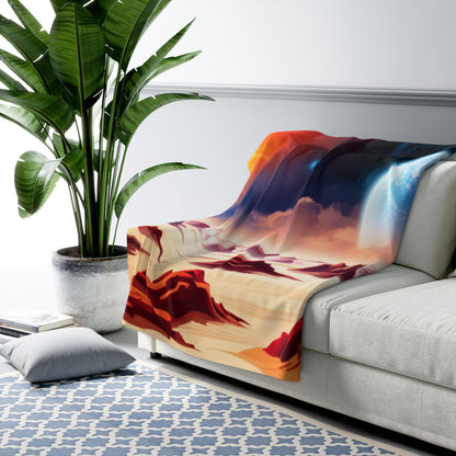 Rocky Sandy Alien Planet Watercolor Landscape Fleece Blanket