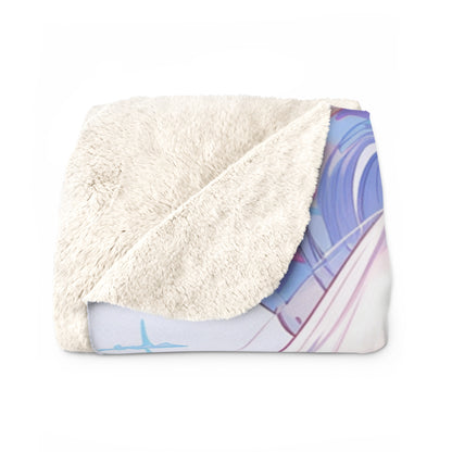 White-haired Peering Gaze Anime Girl Fleece Blanket