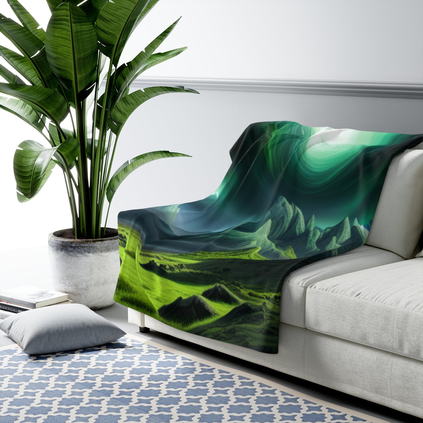 Green Night-time Alien Planet Fleece Blanket