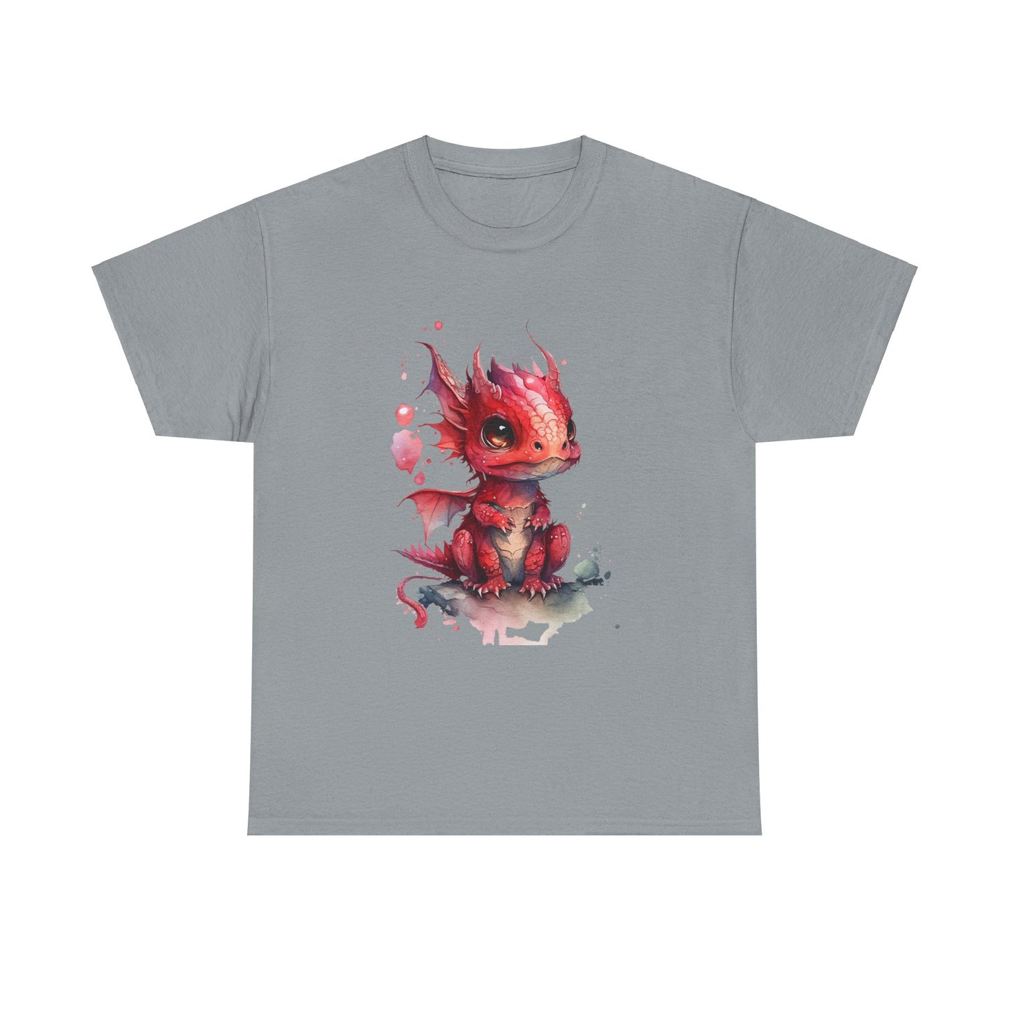 Crimson-Red Baby Dragon Heavy Cotton Tee