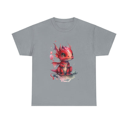 Crimson-Red Baby Dragon Heavy Cotton Tee