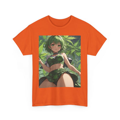 Green-Haired Stoner Girl Heavy Cotton Tee