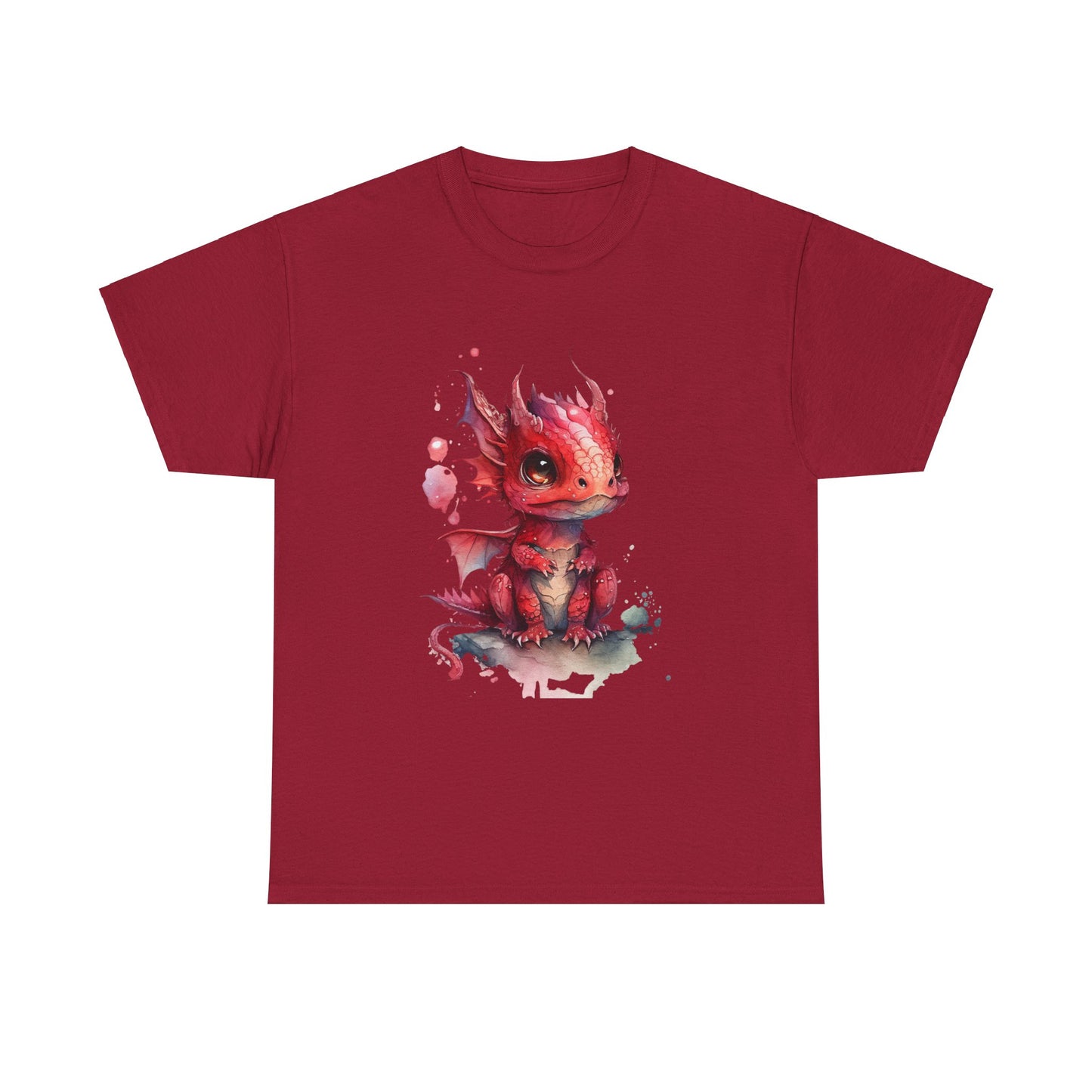 Crimson-Red Baby Dragon Heavy Cotton Tee