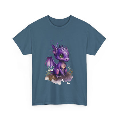 Purple Chibi Baby Dragon Heavy Cotton Tee