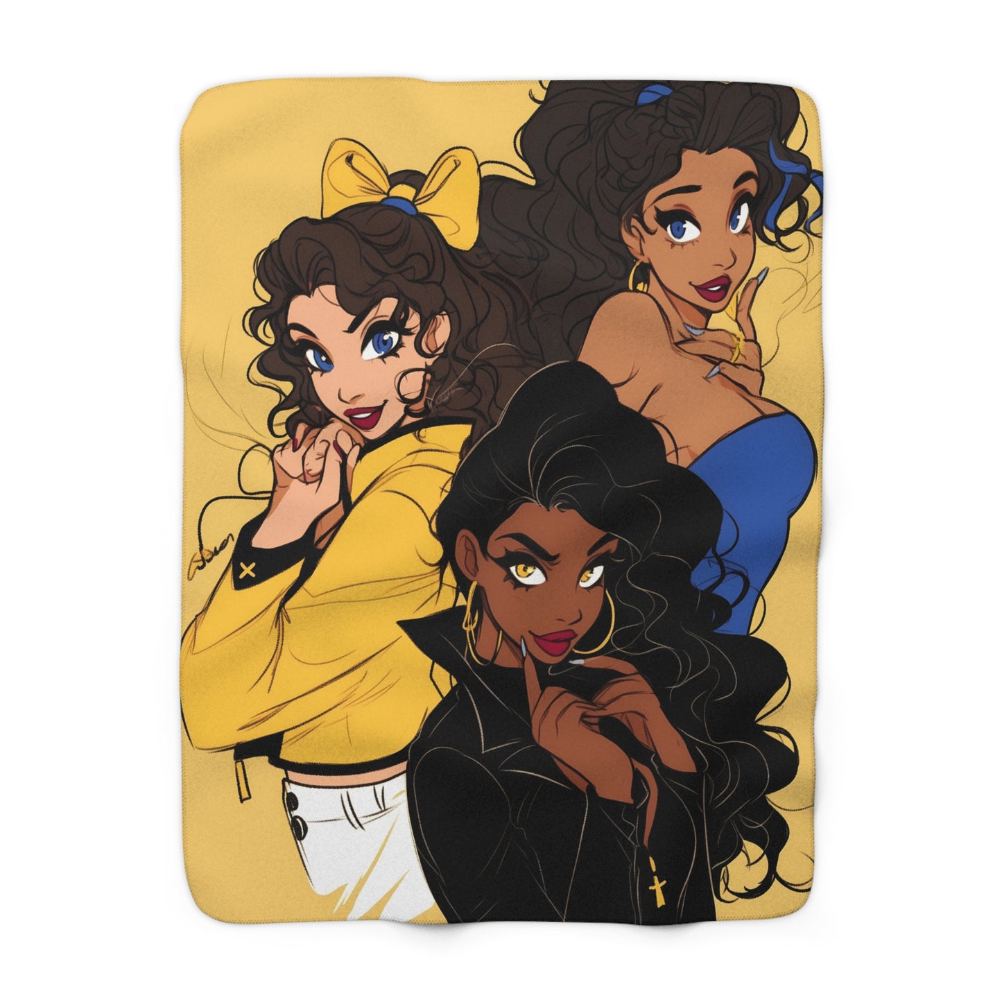 Multi-Ethnic Beautiful Model Posing Girls Fleece Blanket