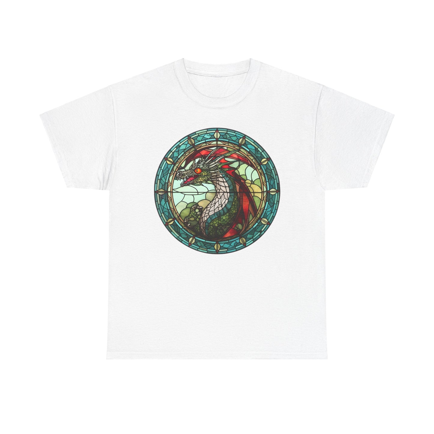 Green Stain-Glass Dragon Heavy Cotton Tee