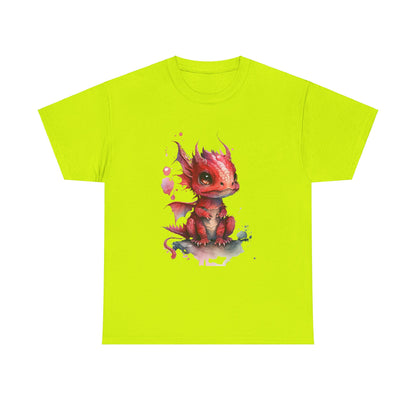 Crimson-Red Baby Dragon Heavy Cotton Tee