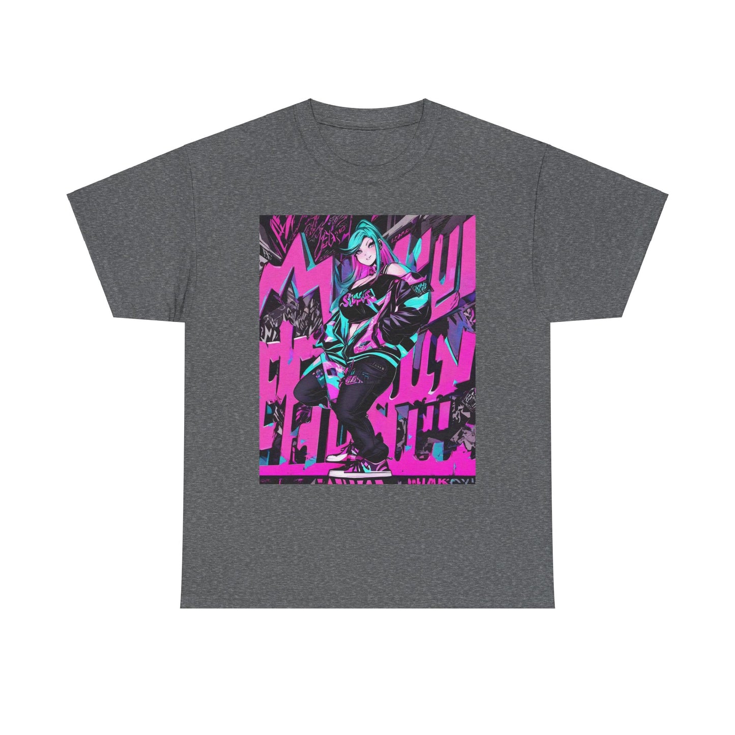 "90's Inspired Techno-Anime Girl" Heavy Cotton Tee