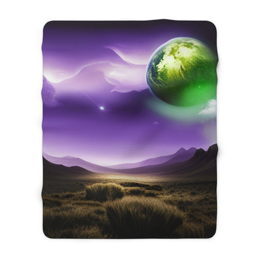 Purple-Skyed Alien Planet Meadow Fleece Blanket