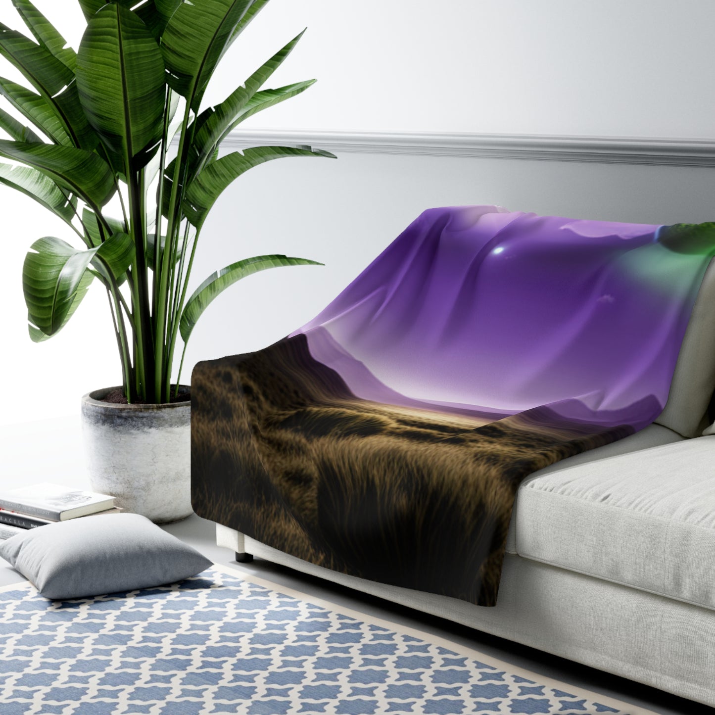 Purple-Skyed Alien Planet Meadow Fleece Blanket