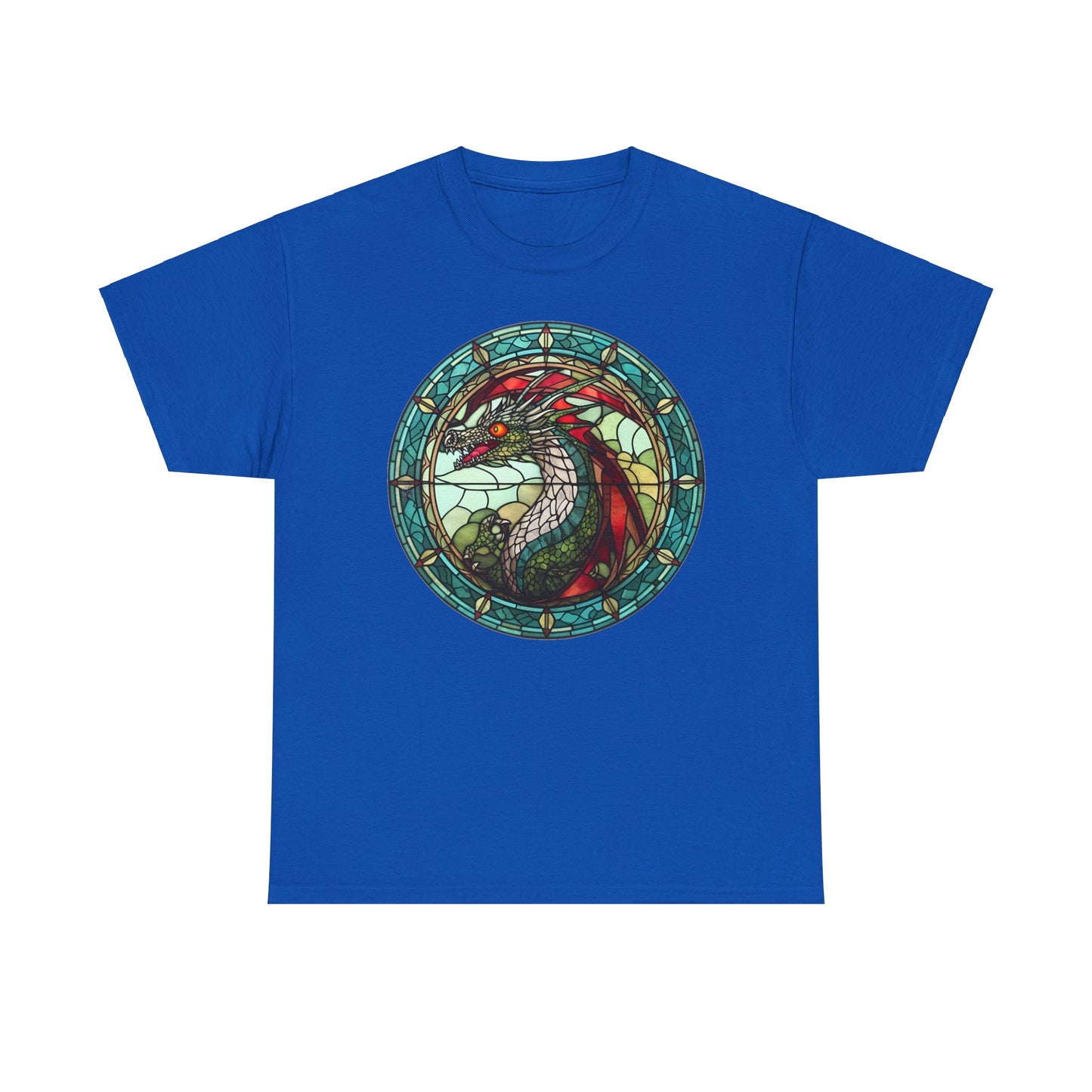 Green Stain-Glass Dragon Heavy Cotton Tee