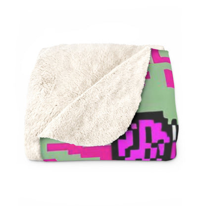 Pixelated Thicc Purple-Haired Waifu Blanket Sherpa Fleece Blanket