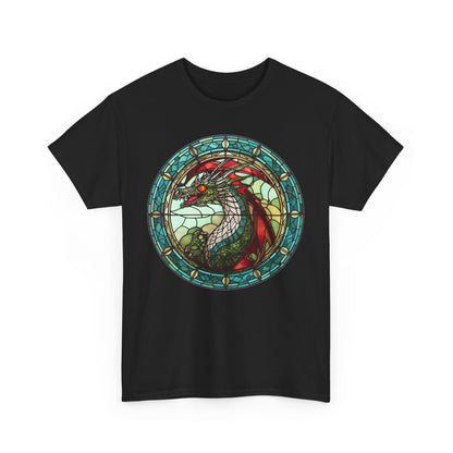 Green Stain-Glass Dragon Heavy Cotton Tee