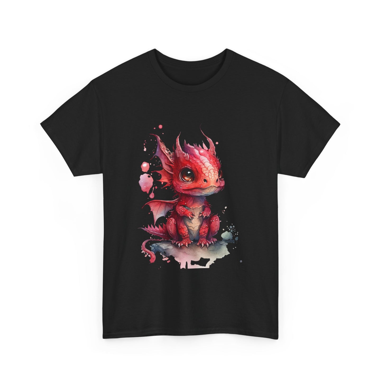 Crimson-Red Baby Dragon Heavy Cotton Tee