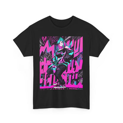 "90's Inspired Techno-Anime Girl" Heavy Cotton Tee