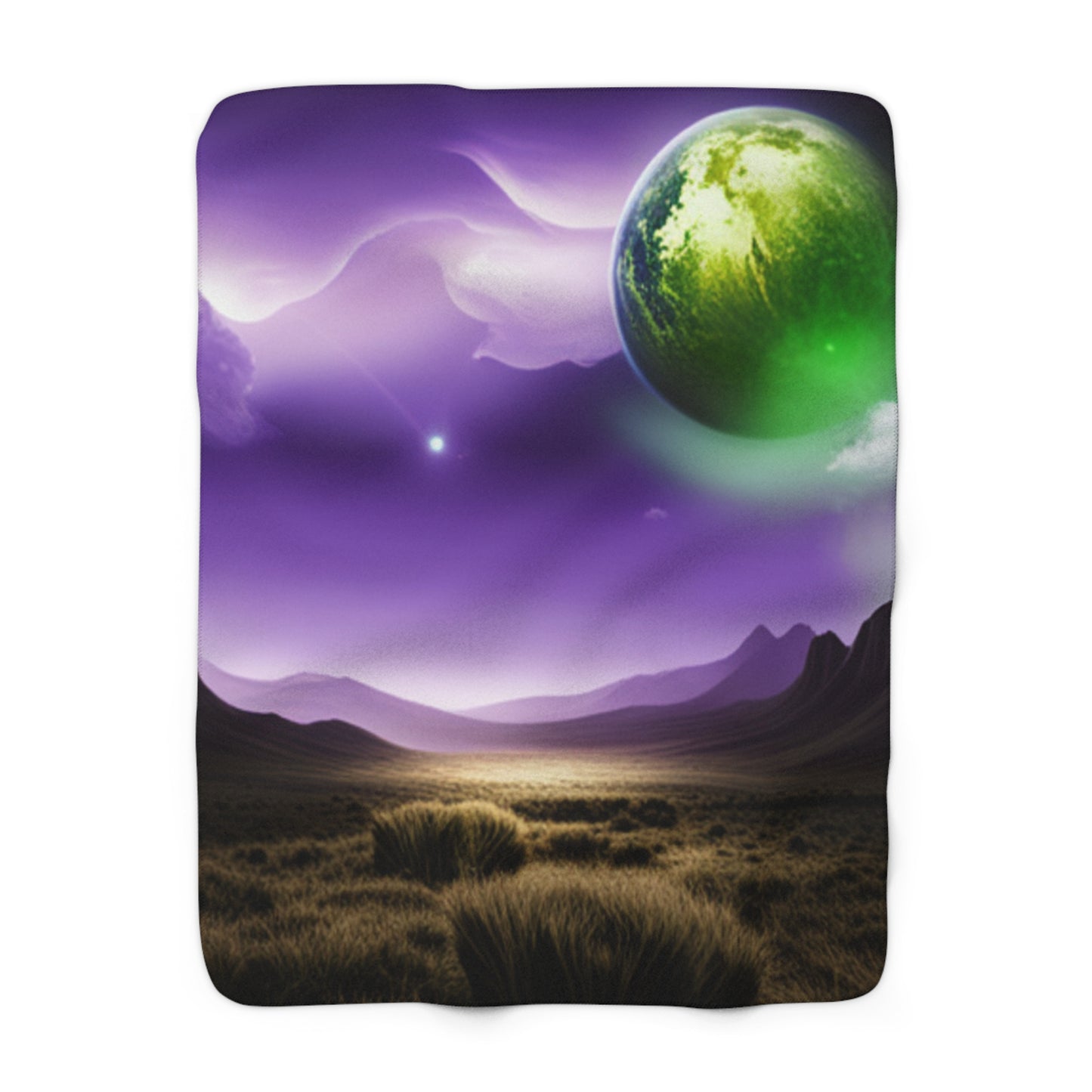 Purple-Skyed Alien Planet Meadow Fleece Blanket