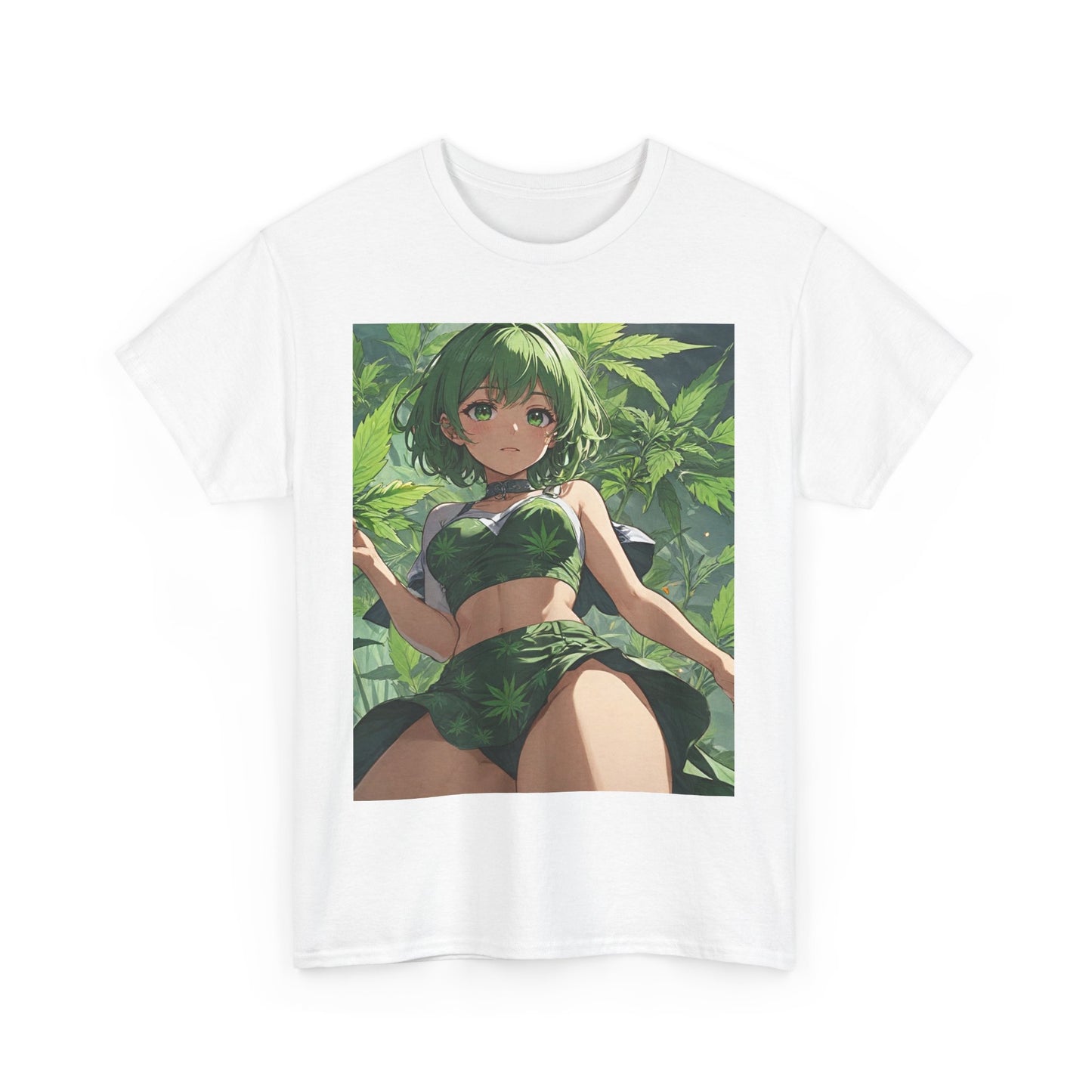 Green-Haired Stoner Girl Heavy Cotton Tee