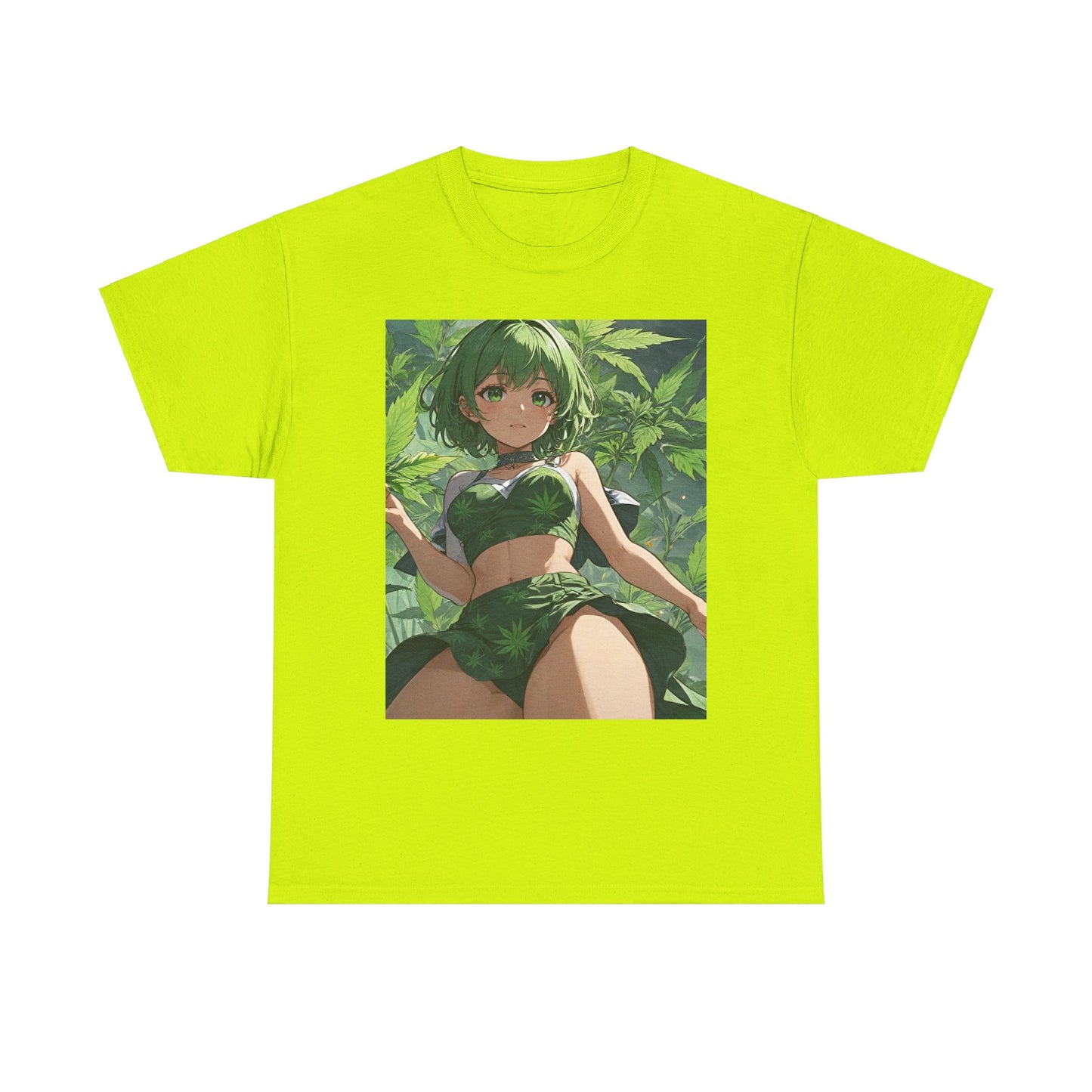 Green-Haired Stoner Girl Heavy Cotton Tee