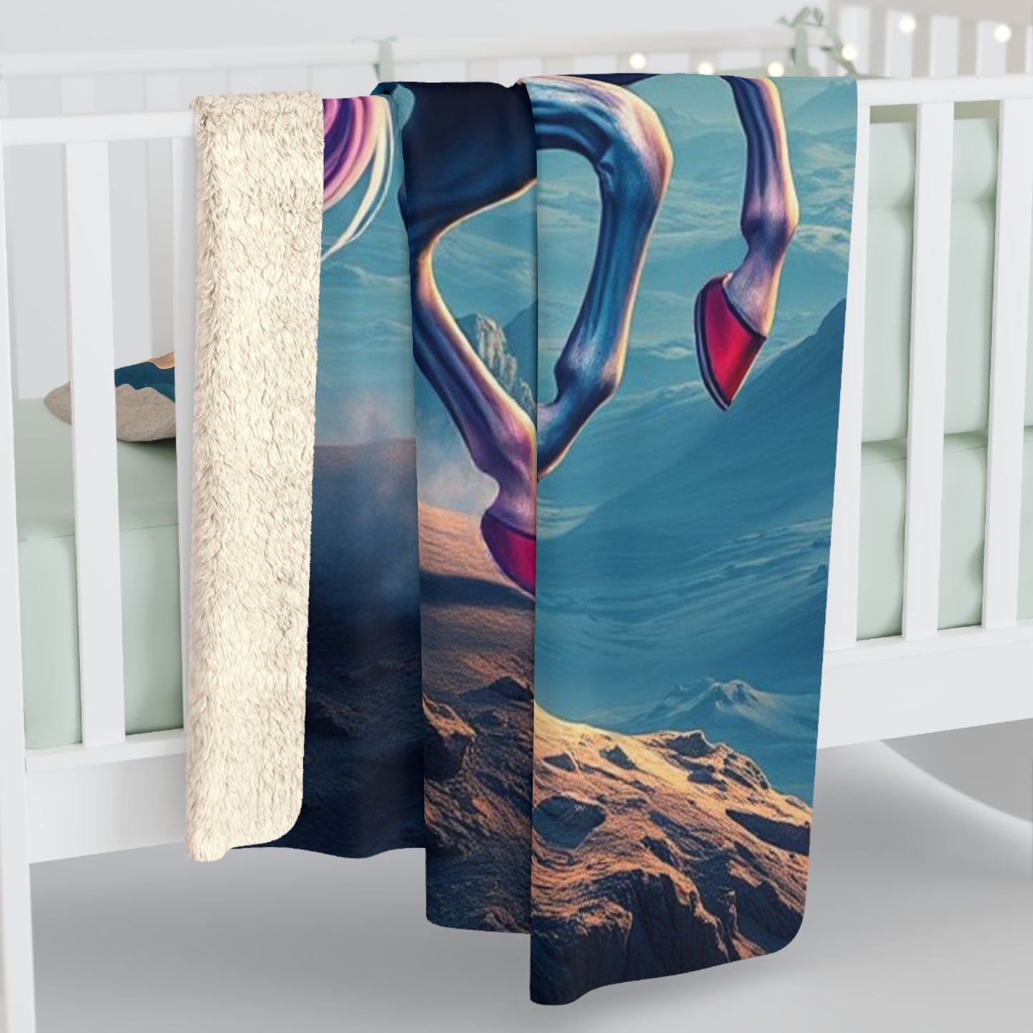 "Galactic Horse on an Alien Planet" Sherpa Fleece Blanket