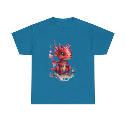 Crimson-Red Baby Dragon Heavy Cotton Tee