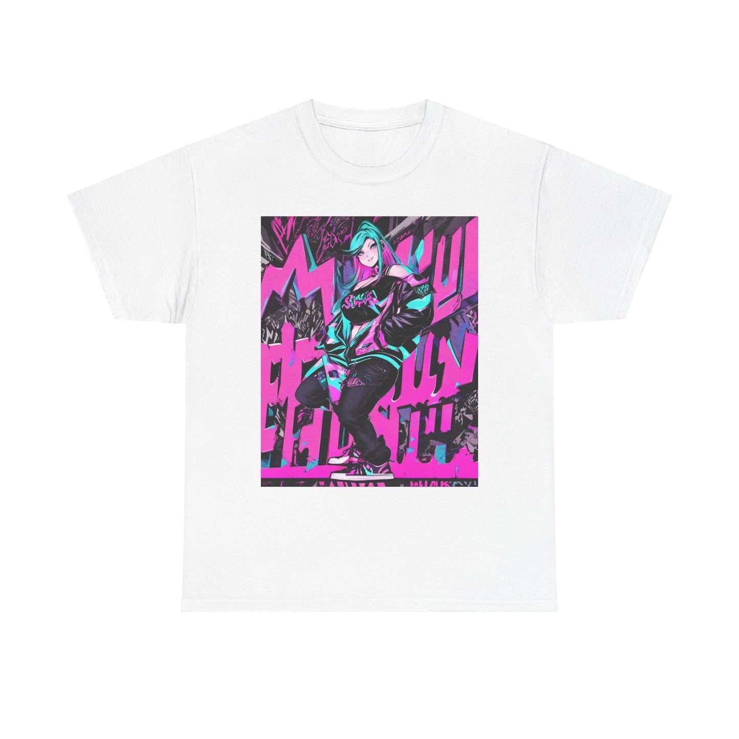 "90's Inspired Techno-Anime Girl" Heavy Cotton Tee