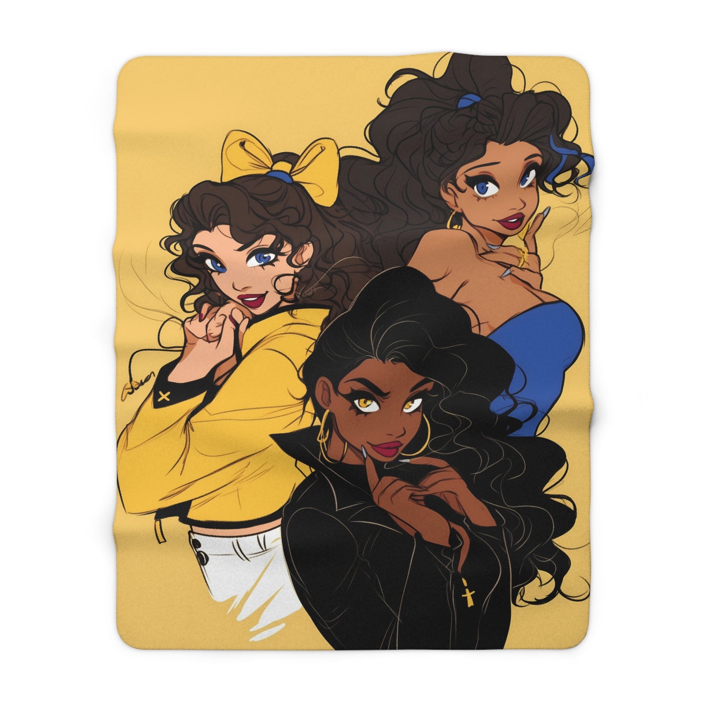 Multi-Ethnic Beautiful Model Posing Girls Fleece Blanket