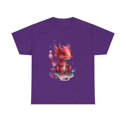 Crimson-Red Baby Dragon Heavy Cotton Tee