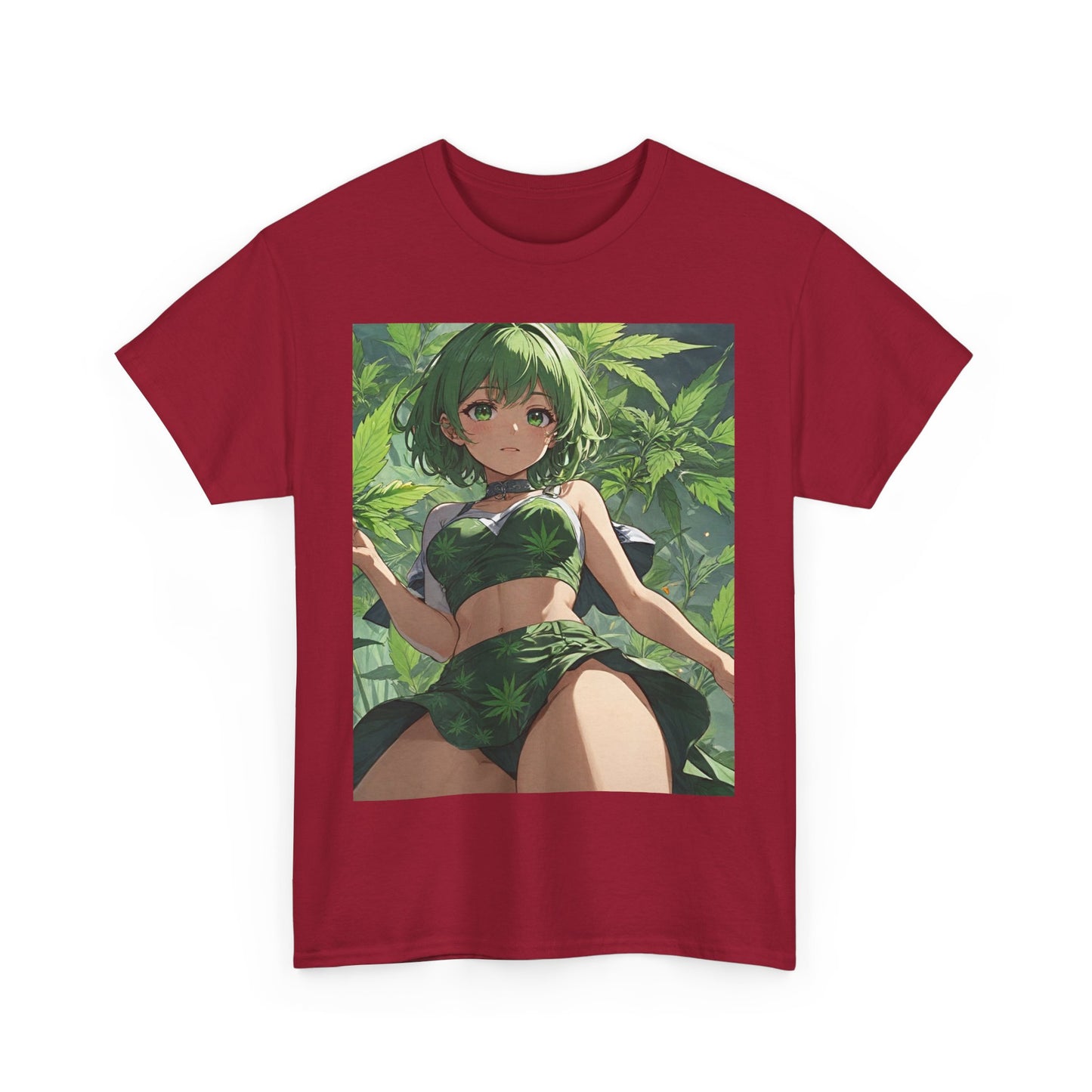 Green-Haired Stoner Girl Heavy Cotton Tee