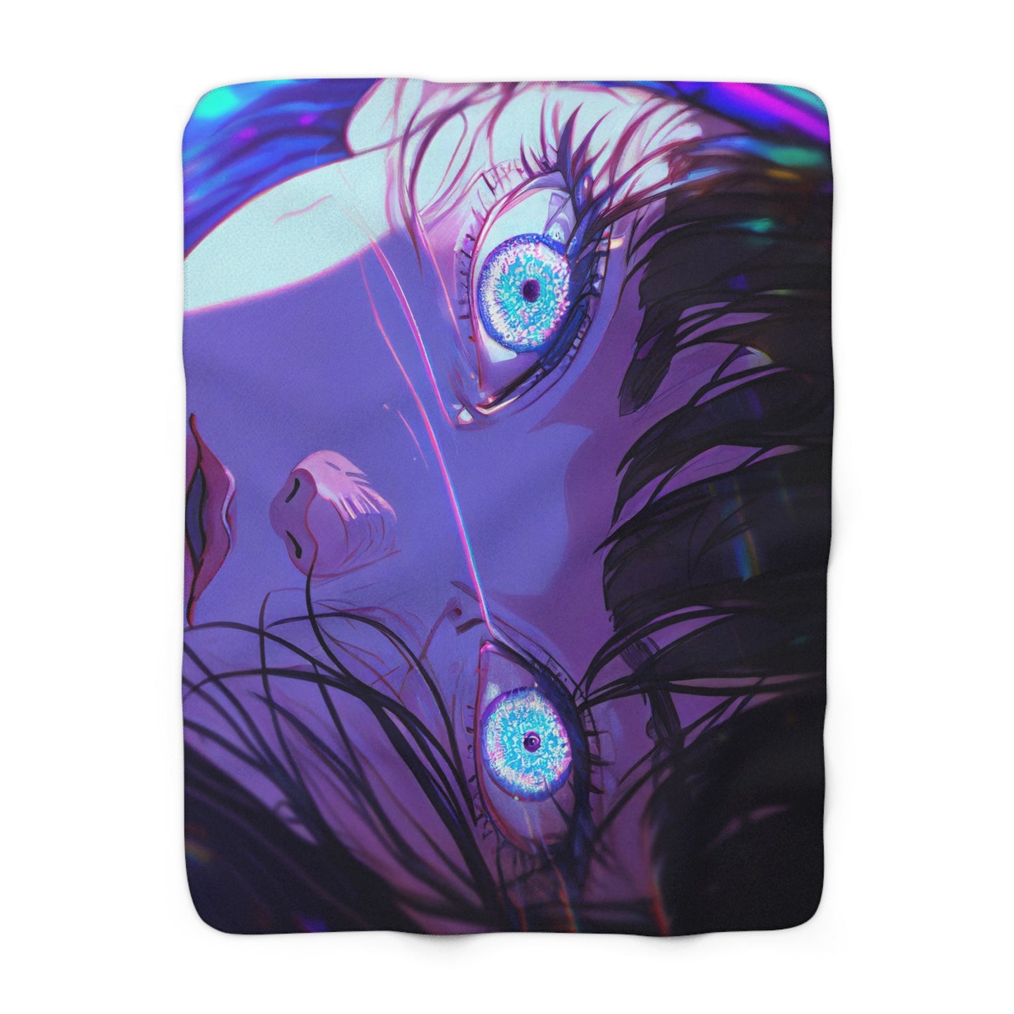 Piercing Blue-Eyed Girl With A Hypnotic Gaze Fleece Blanket