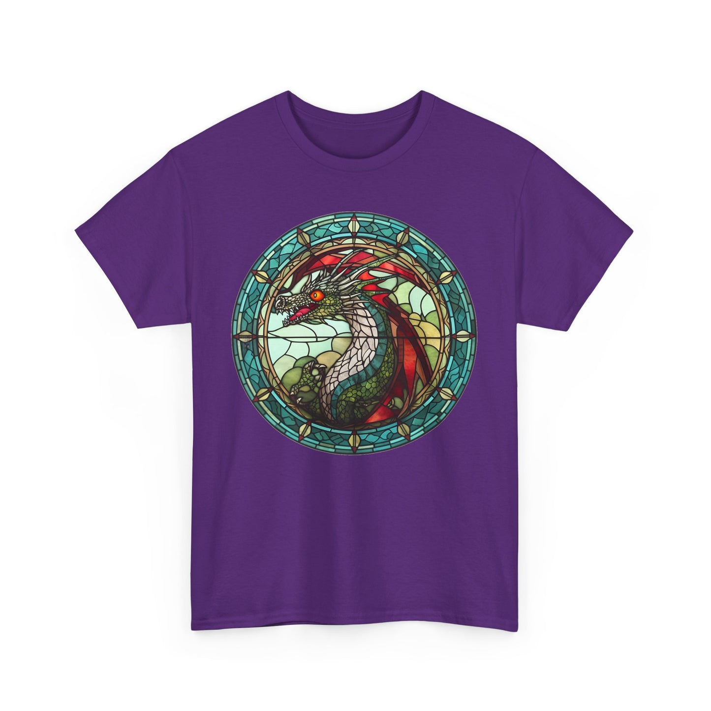 Green Stain-Glass Dragon Heavy Cotton Tee