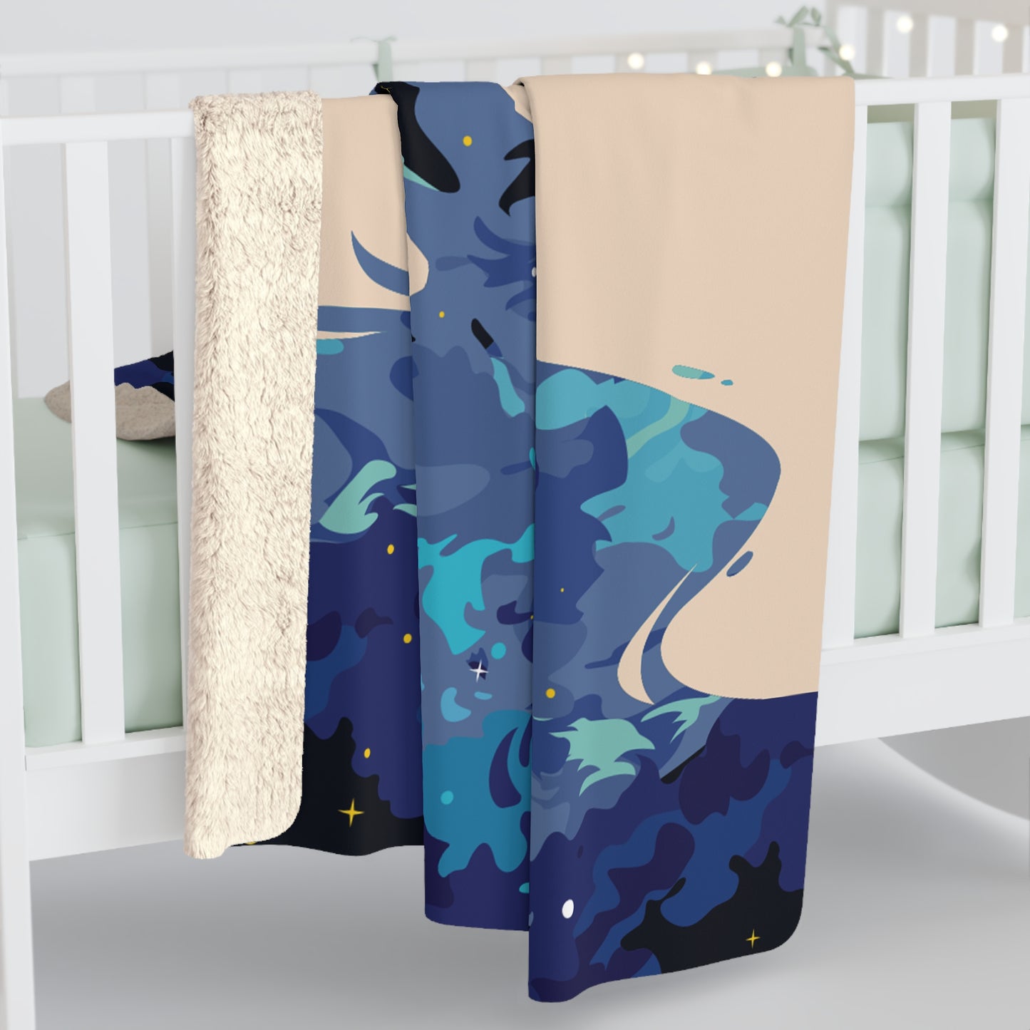 Blue Galaxy-Haired Child at Night Fleece Blanket