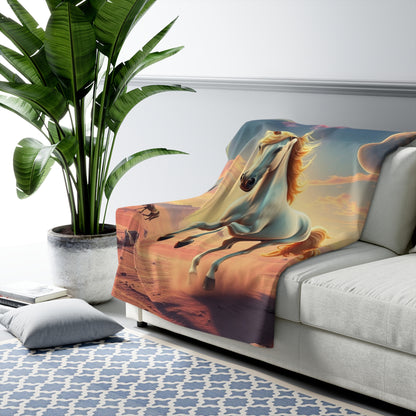 Yellow-Maned Horse on an Alien Planet" Sherpa Fleece Blanket