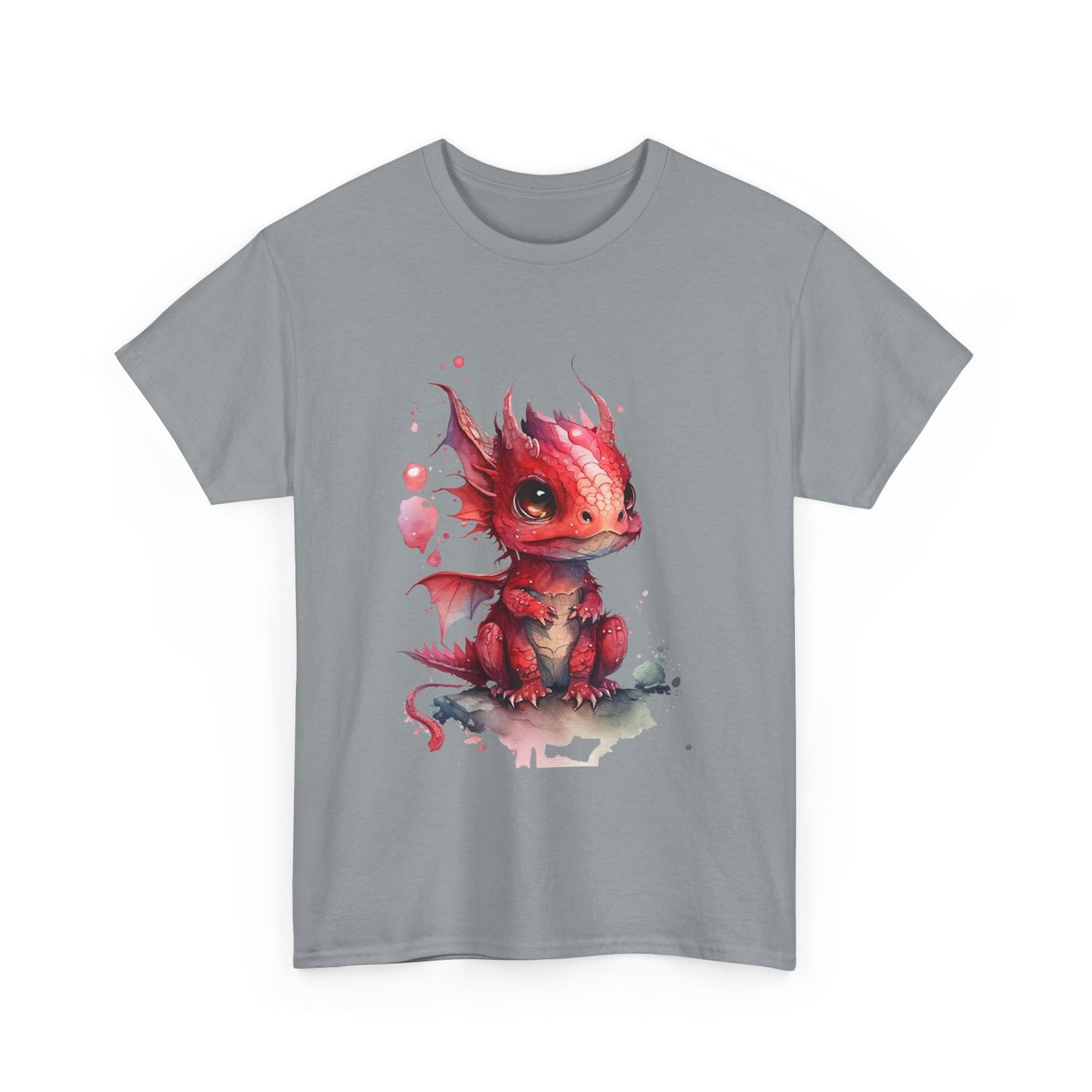 Crimson-Red Baby Dragon Heavy Cotton Tee