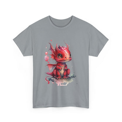 Crimson-Red Baby Dragon Heavy Cotton Tee