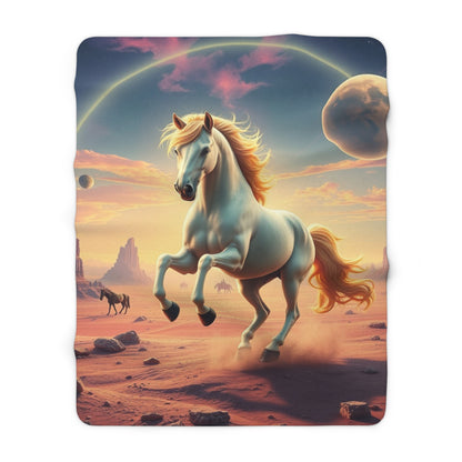 Yellow-Maned Horse on an Alien Planet" Sherpa Fleece Blanket