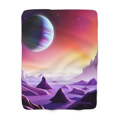 Purple Rocky Watercolor Alien Planet Fleece Blanket