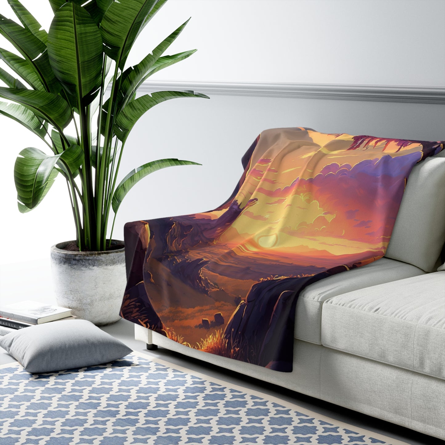 Beautiful Cloudy Early Morning Wilderness Landscape Fleece Blanket