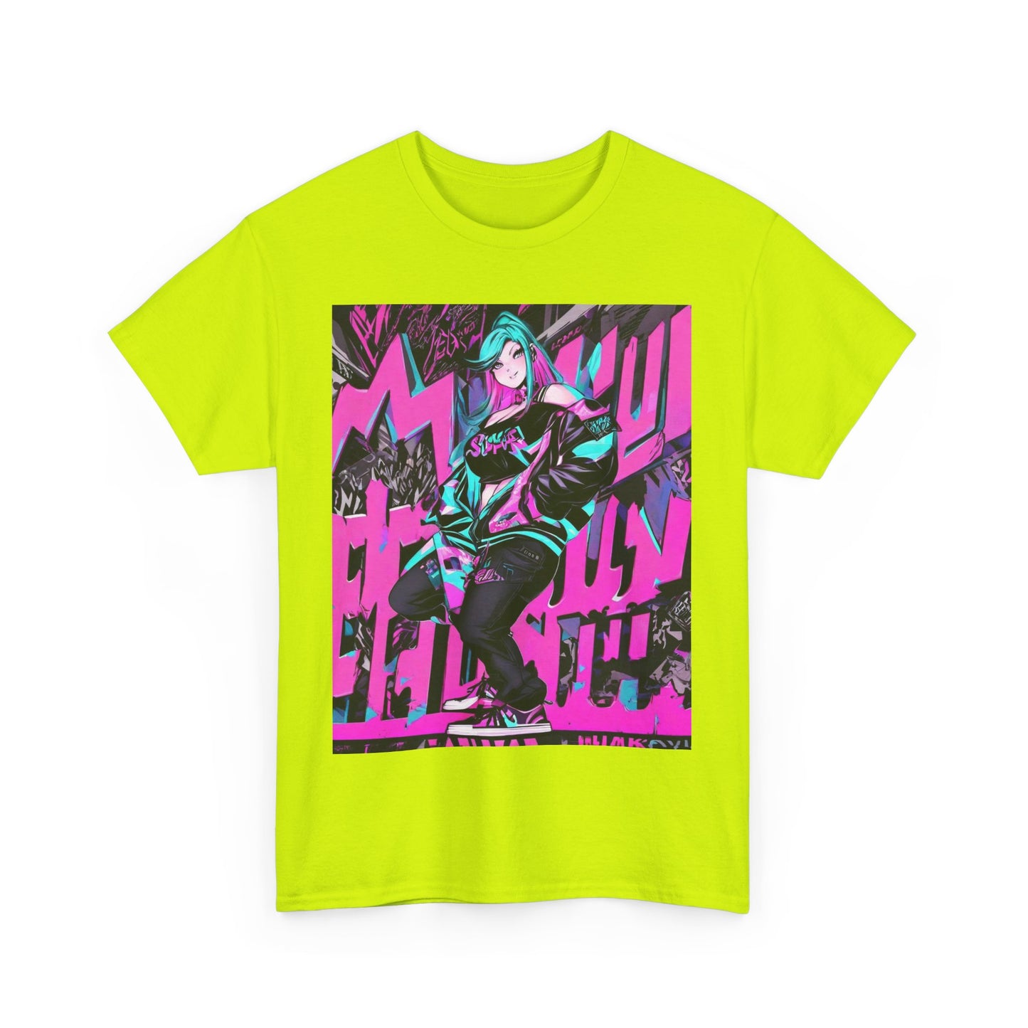 "90's Inspired Techno-Anime Girl" Heavy Cotton Tee