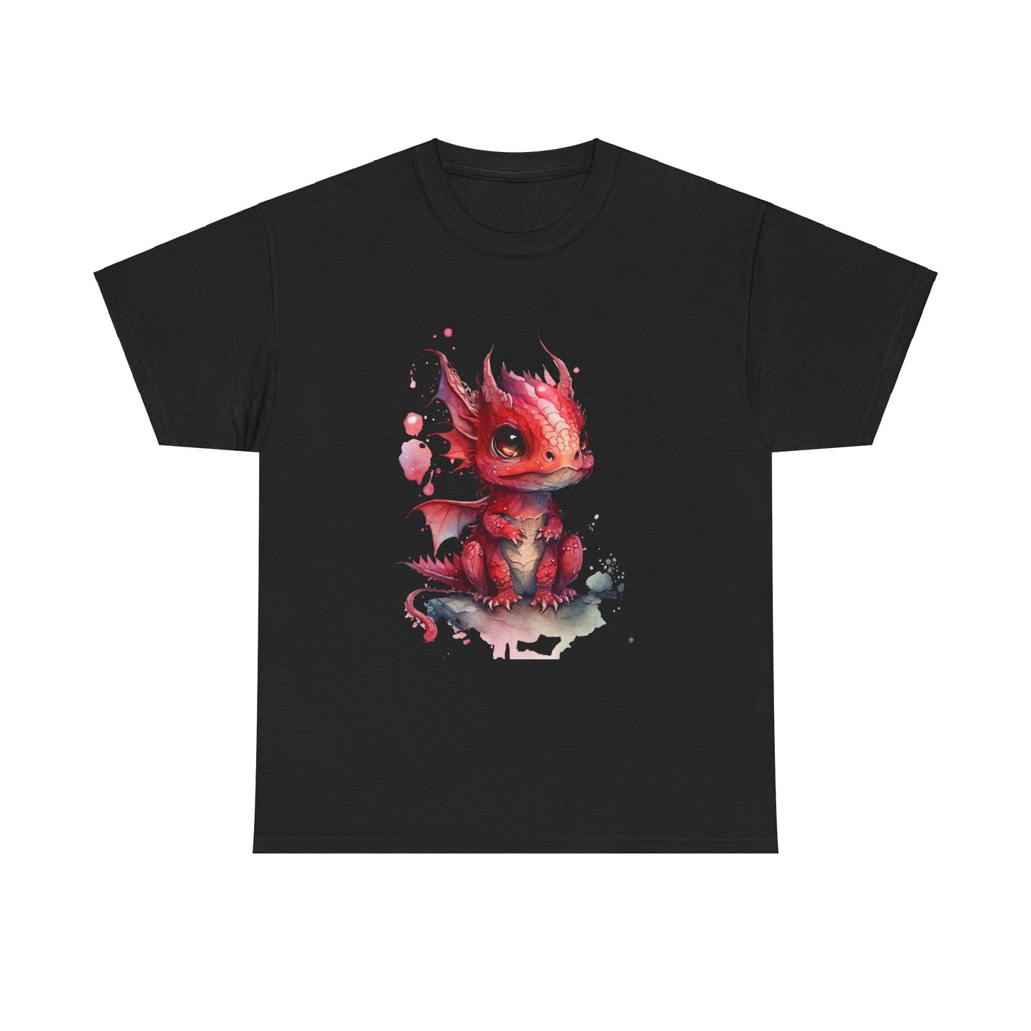 Crimson-Red Baby Dragon Heavy Cotton Tee