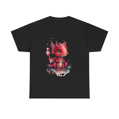 Crimson-Red Baby Dragon Heavy Cotton Tee