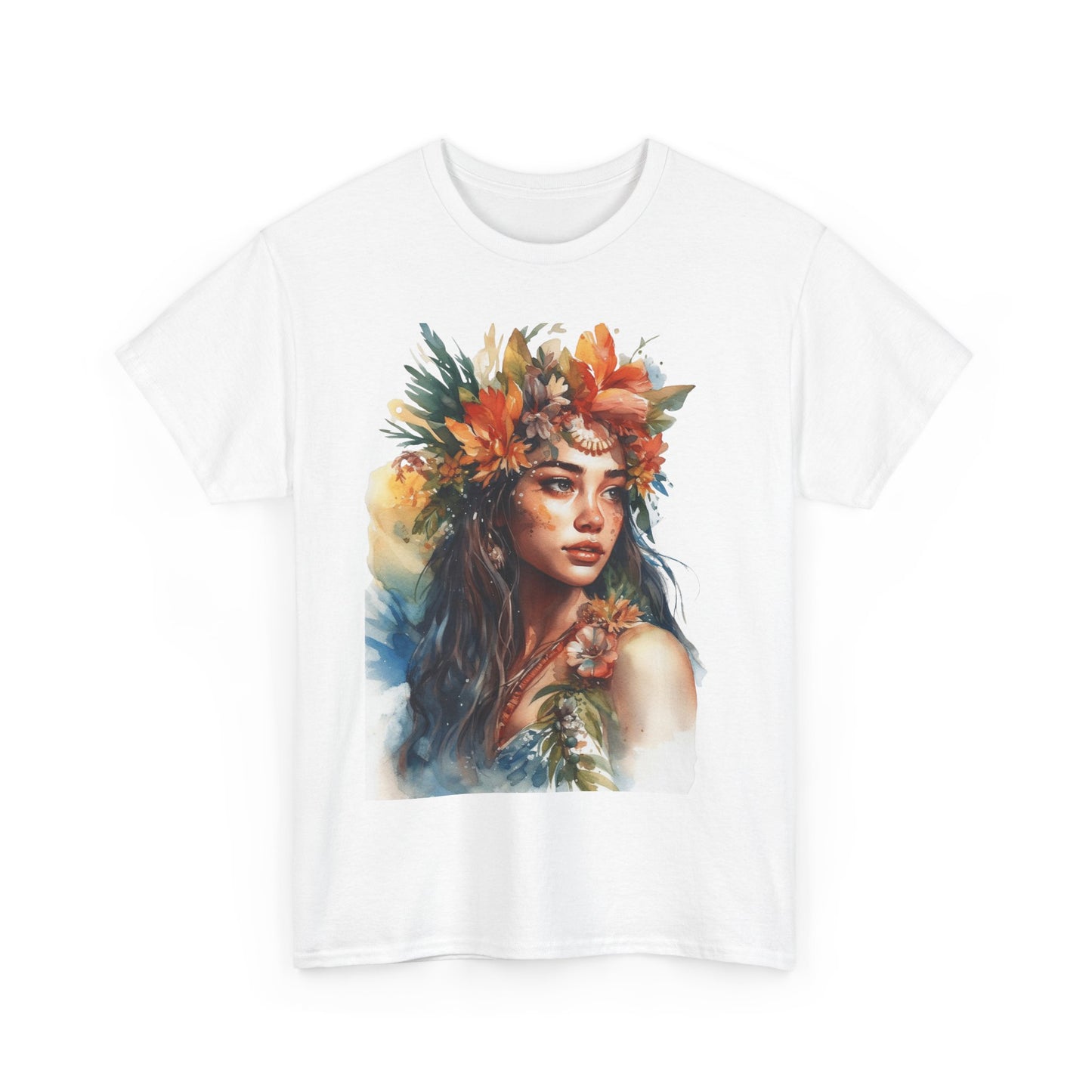 Indigenous Girl of the Flowers Heavy Cotton Tee