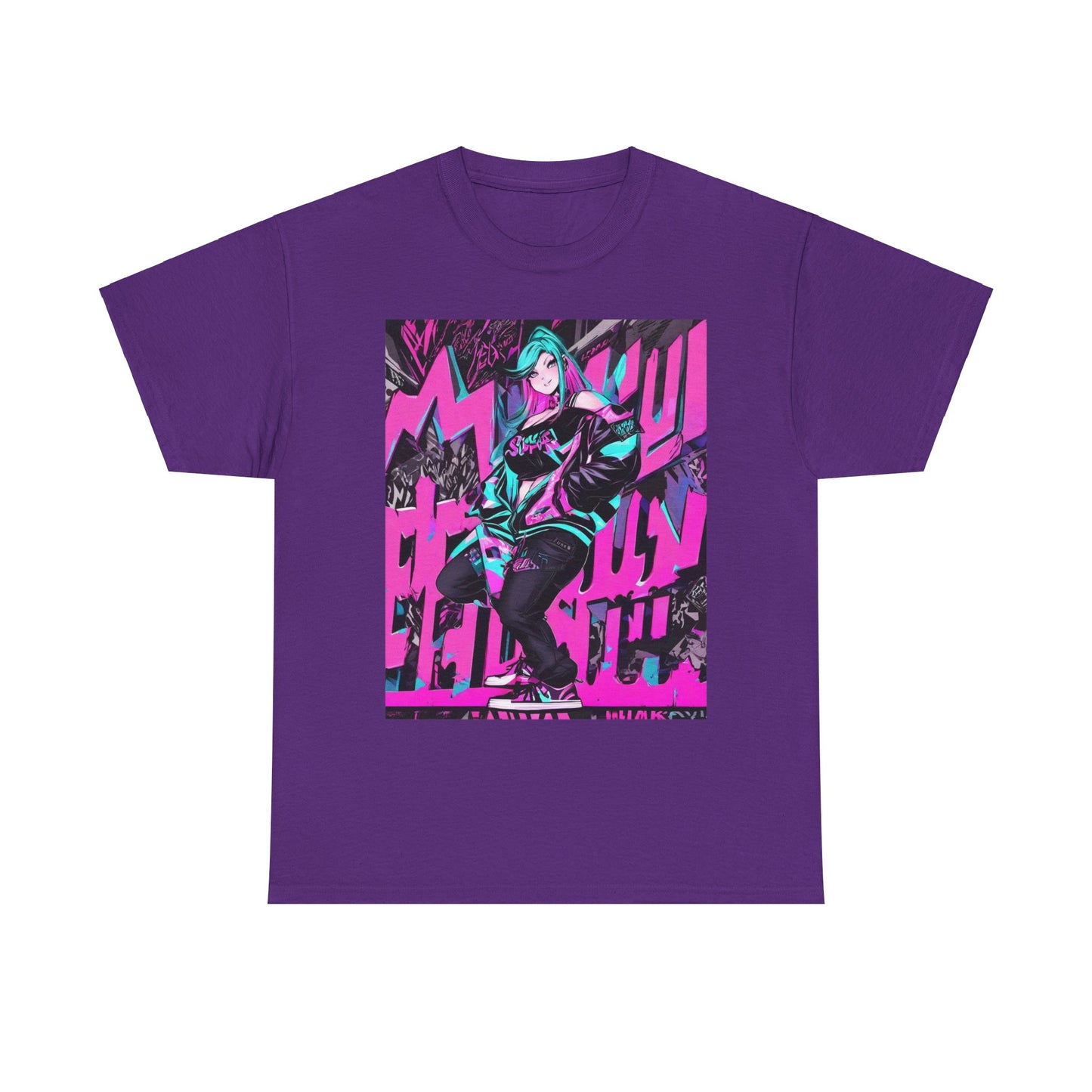 "90's Inspired Techno-Anime Girl" Heavy Cotton Tee