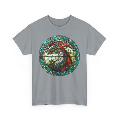 Green Stain-Glass Dragon Heavy Cotton Tee