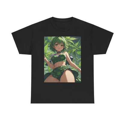 Green-Haired Stoner Girl Heavy Cotton Tee