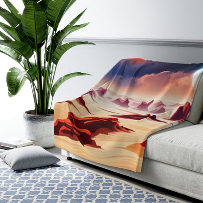 Rocky Sandy Alien Planet Watercolor Landscape Fleece Blanket